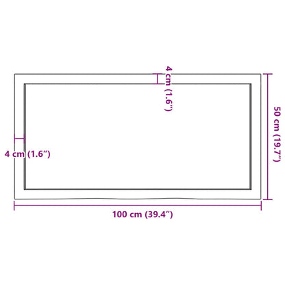 Piano per Tavolo 100x50x(2-4)cm in Rovere Massello Non Trattato - homemem39