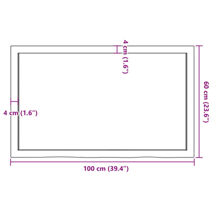 Piano per Tavolo 100x60x(2-4)cm in Rovere Massello Non Trattato - homemem39