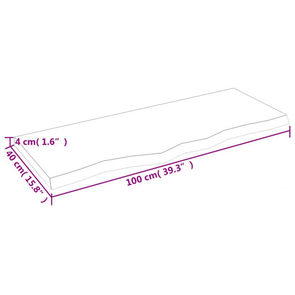 Piano Tavolo Marrone 100x40x(2-4) cm Massello Rovere Trattato - homemem39