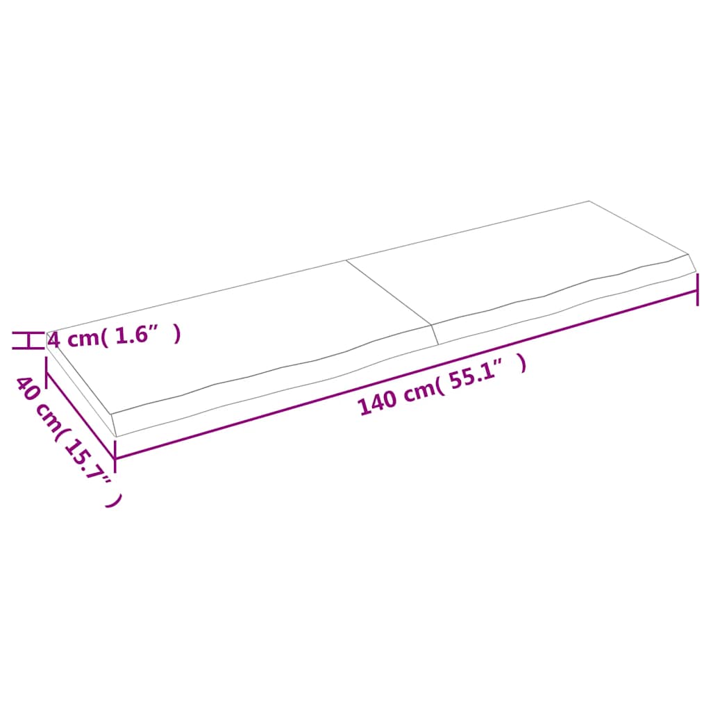 Piano Tavolo Marrone 140x40x(2-4) cm Massello Rovere Trattato | homemem39