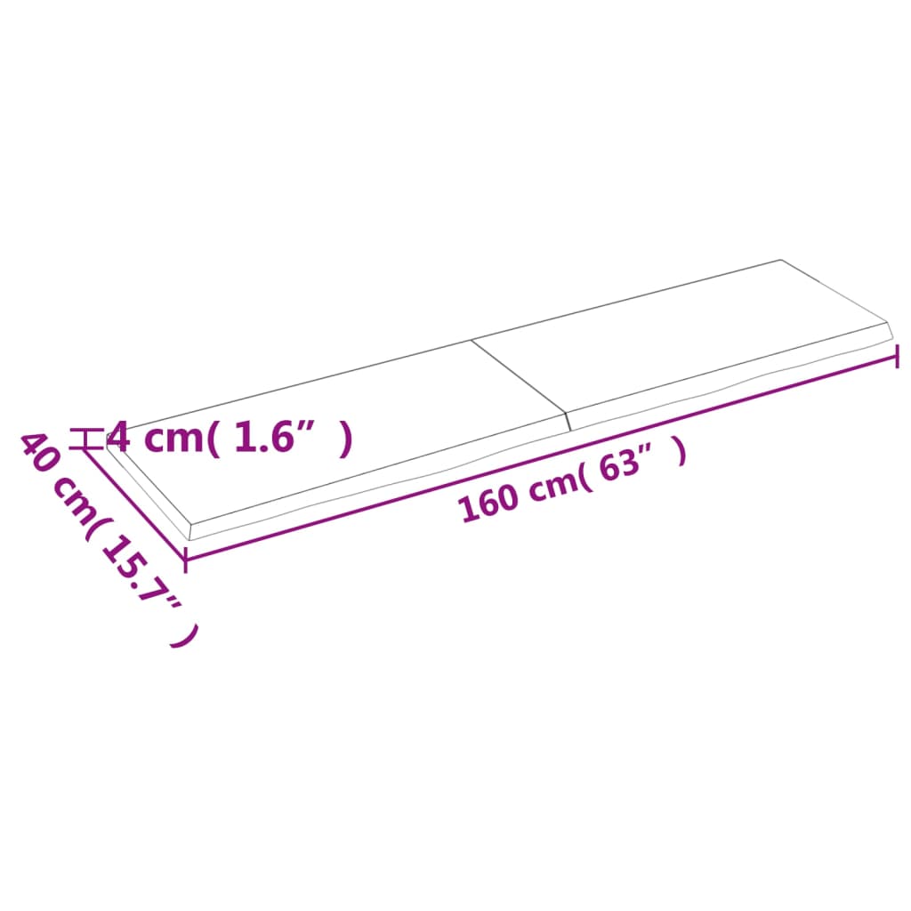 Piano Tavolo Marrone 160x40x(2-4) cm Massello Rovere Trattato - homemem39