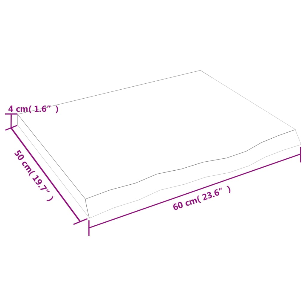Piano Tavolo Marrone 60x50x(2-4) cm Rovere Massello Trattato | homemem39