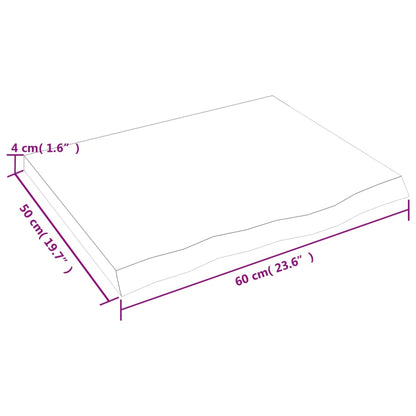 Piano Tavolo Marrone 60x50x(2-4) cm Rovere Massello Trattato | homemem39