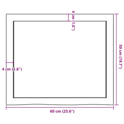 Piano Tavolo Marrone 60x50x(2-4) cm Rovere Massello Trattato | homemem39