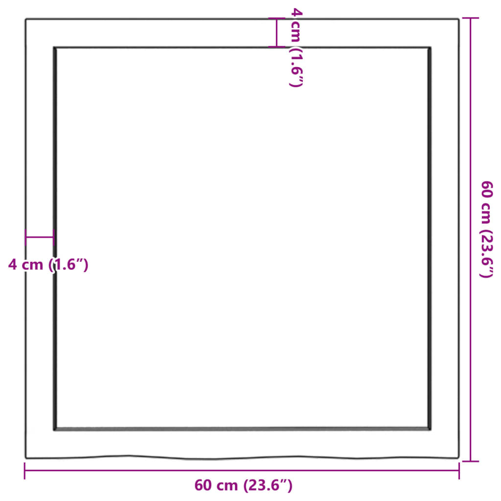 Piano Tavolo Marrone 60x60x(2-4) cm Rovere Massello Trattato | homemem39