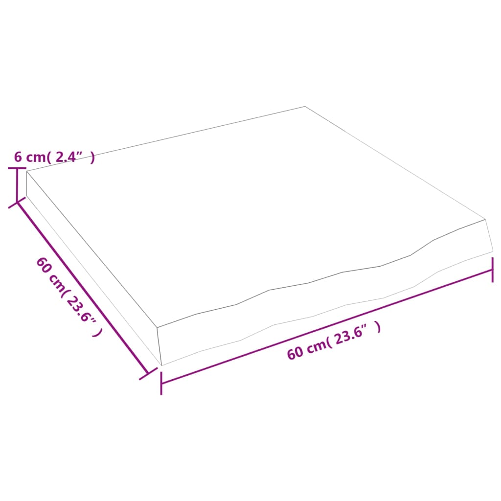 Piano Tavolo Marrone 60x60x(2-6) cm Rovere Massello Trattato | homemem39