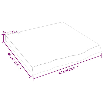Piano Tavolo Marrone 60x60x(2-6) cm Rovere Massello Trattato | homemem39