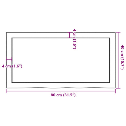 Piano Tavolo Marrone 80x40x(2-6) cm Rovere Massello Trattato - homemem39