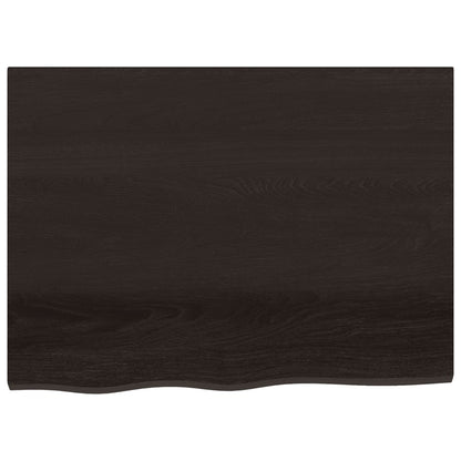 Piano Tavolo Marrone Scuro 80x60x2cm Rovere Massello Trattato - homemem39