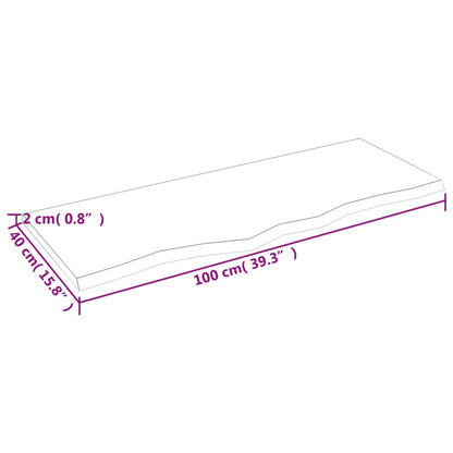 Piano Tavolo Marrone Scuro 100x40x2cm Rovere Massello Trattato - homemem39