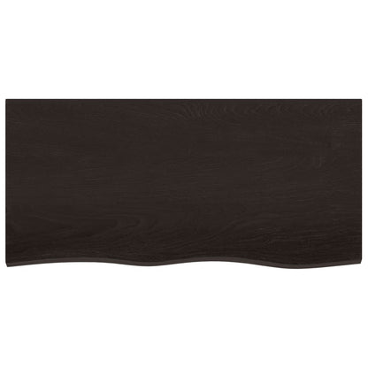Piano Tavolo Marrone Scuro 100x50x2cm Rovere Massello Trattato - homemem39