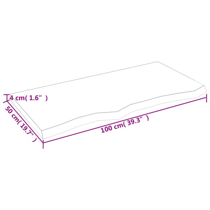 Piano Tavolo Marrone 100x50x(2-4) cm Rovere Massello Trattato - homemem39