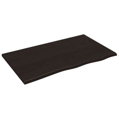 Piano Tavolo Marrone Scuro 100x60x2cm Rovere Massello Trattato - homemem39