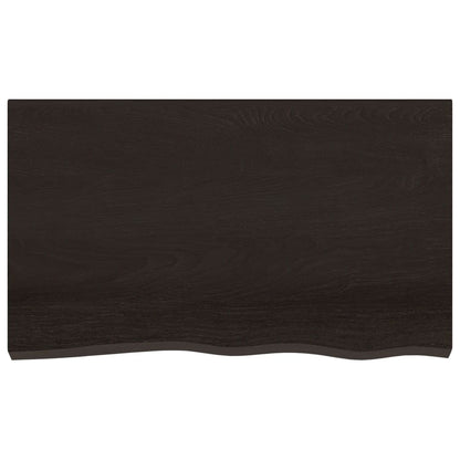 Piano Tavolo Marrone Scuro 100x60x2cm Rovere Massello Trattato - homemem39