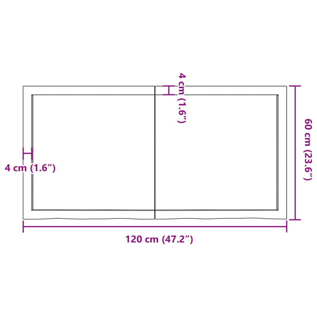 Piano Tavolo Marrone 120x60x(2-4) cm Rovere Massello Trattato - homemem39