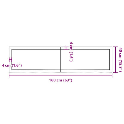 Piano Tavolo Marrone 160x40x(2-4) cm Rovere Massello Trattato - homemem39