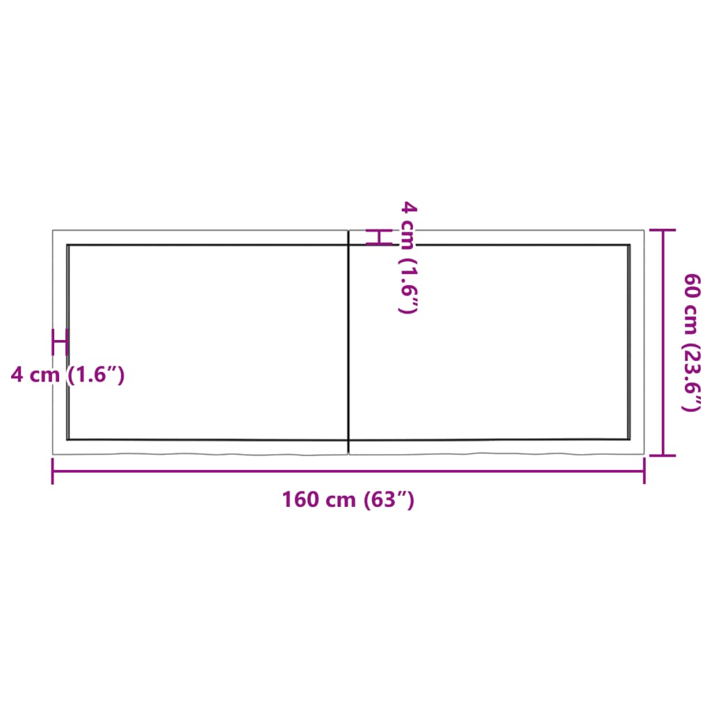 Piano Tavolo Marrone 160x60x(2-4) cm Rovere Massello Trattato - homemem39