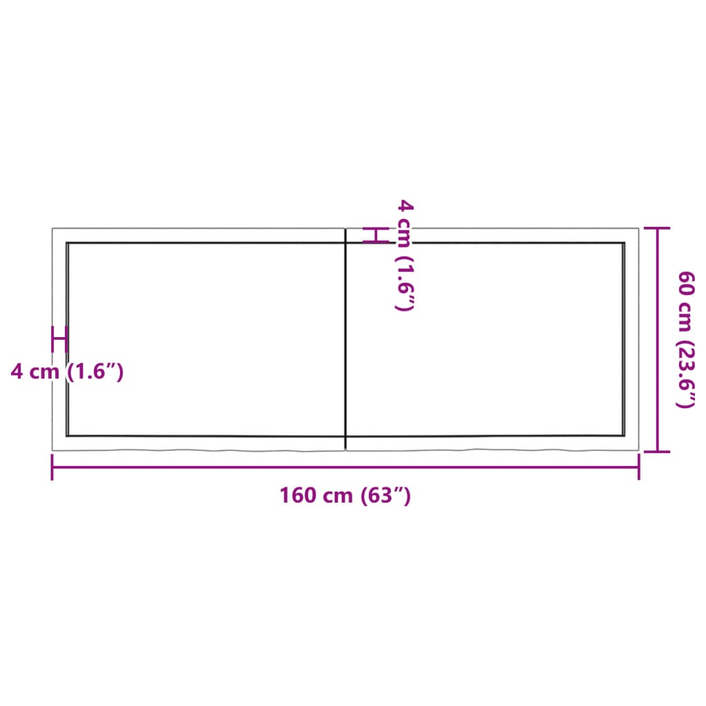 Piano Tavolo Marrone 160x60x(2-6) cm Rovere Massello Trattato - homemem39