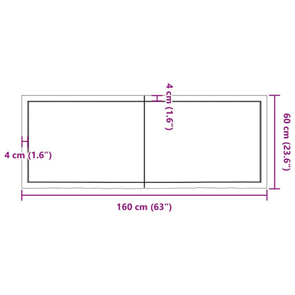 Piano Tavolo Marrone 160x60x(2-6) cm Rovere Massello Trattato - homemem39
