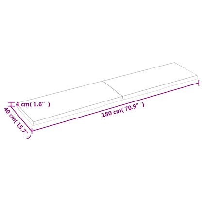 Piano Tavolo Marrone 180x40x(2-4) cm Rovere Massello Trattato - homemem39