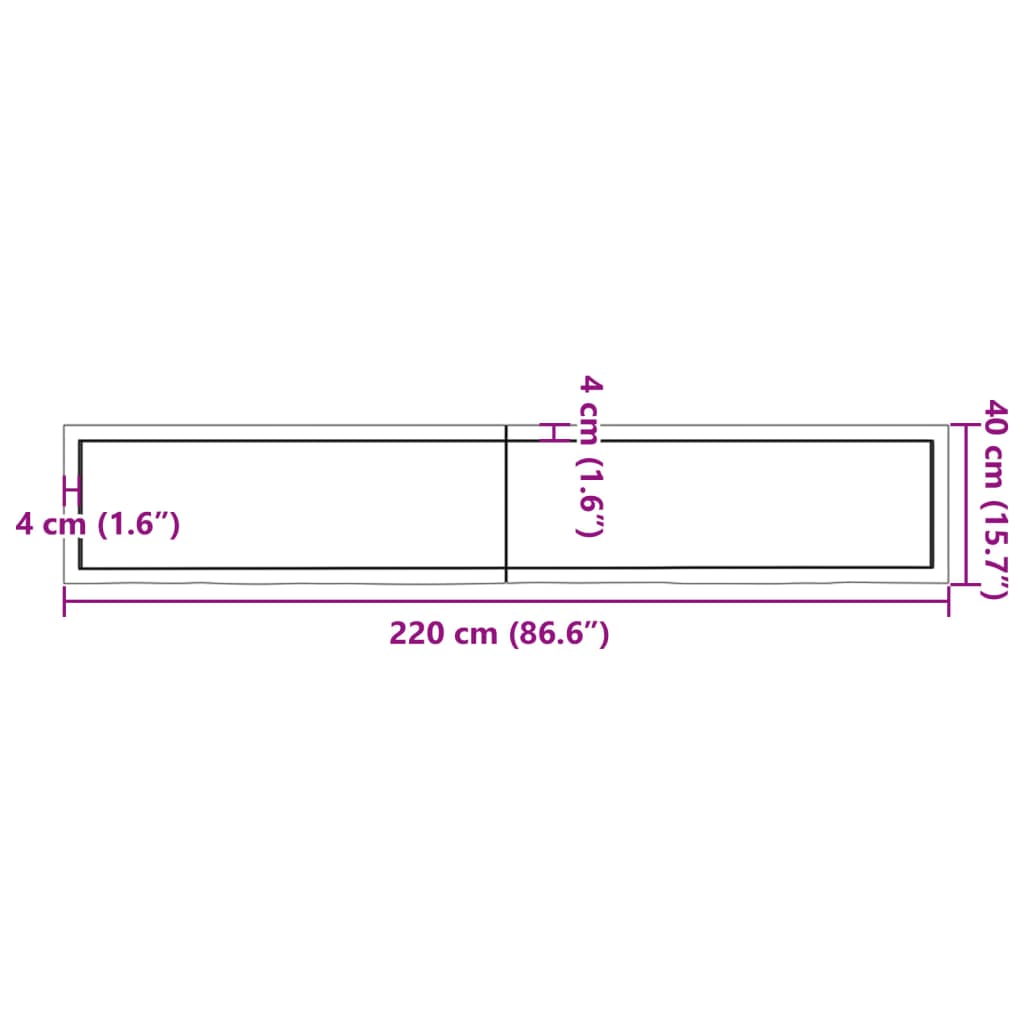 Piano Tavolo Marrone 220x40x(2-6) cm Rovere Massello Trattato - homemem39