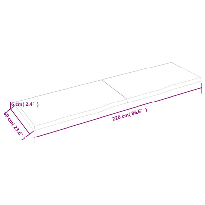 Piano Tavolo Marrone 220x60x(2-6) cm Rovere Massello Trattato - homemem39