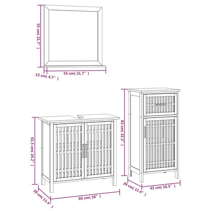 Set Mobili da Bagno 3pz in Legno Massello di Noce | homemem39