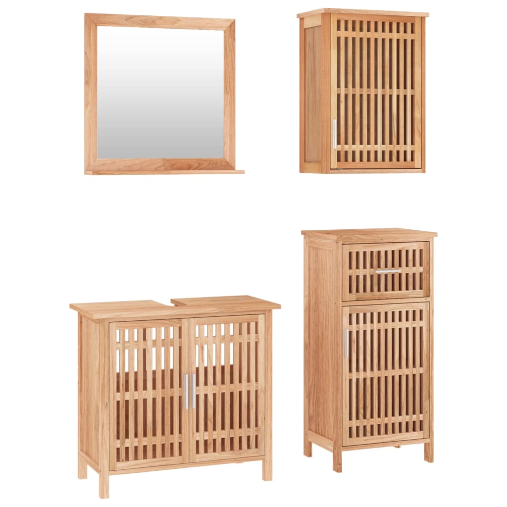 Set Mobili da Bagno 4pz in Legno Massello di Noce | homemem39