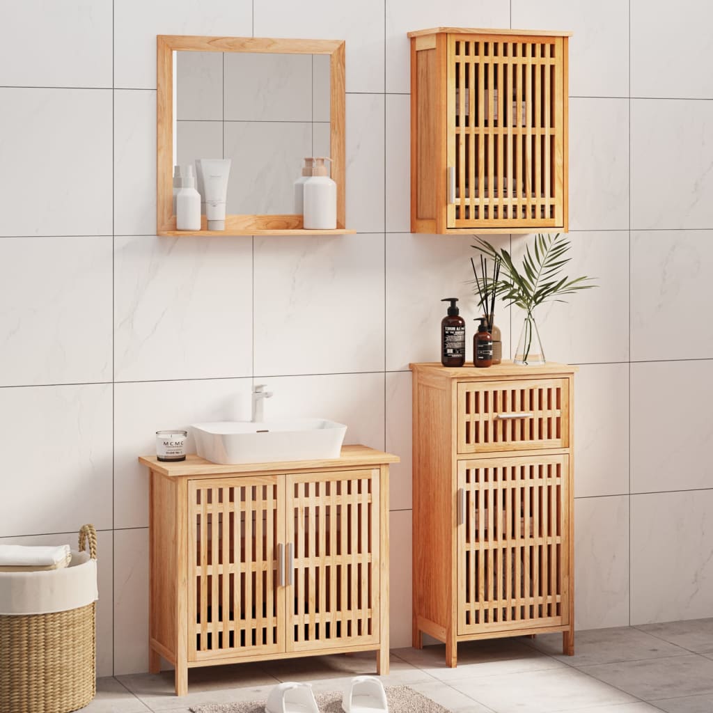 Set Mobili da Bagno 4pz in Legno Massello di Noce | homemem39