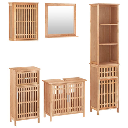 Set Mobili da Bagno 5pz in Legno Massello di Noce | homemem39