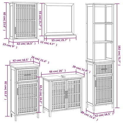 Set Mobili da Bagno 5pz in Legno Massello di Noce | homemem39
