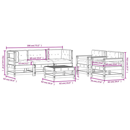 Set Divani da Giardino 6 pz con Cuscini in Legno Massello | homemem39