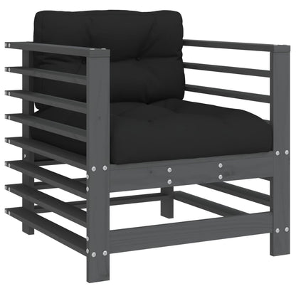 Set Divani da Giardino 7pz con Cuscini in Legno Massello Grigio - homemem39