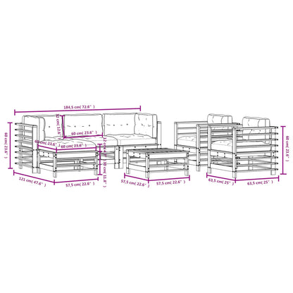 Set Divani Giardino 7 pz con Cuscini Legno Massello di Douglas