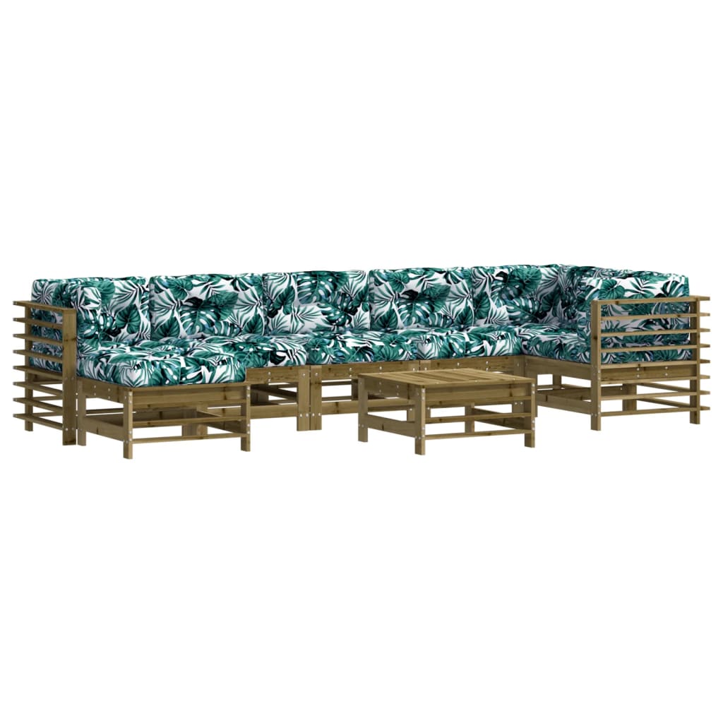 Set Divani da Giardino 8pz con Cuscini Legno Impregnato di Pino - homemem39