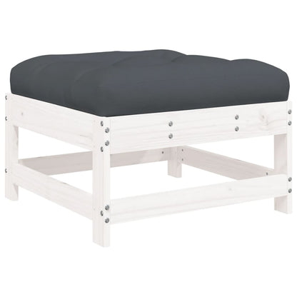Set Divani da Giardino 7pz con Cuscini in Legno Massello Bianco | homemem39