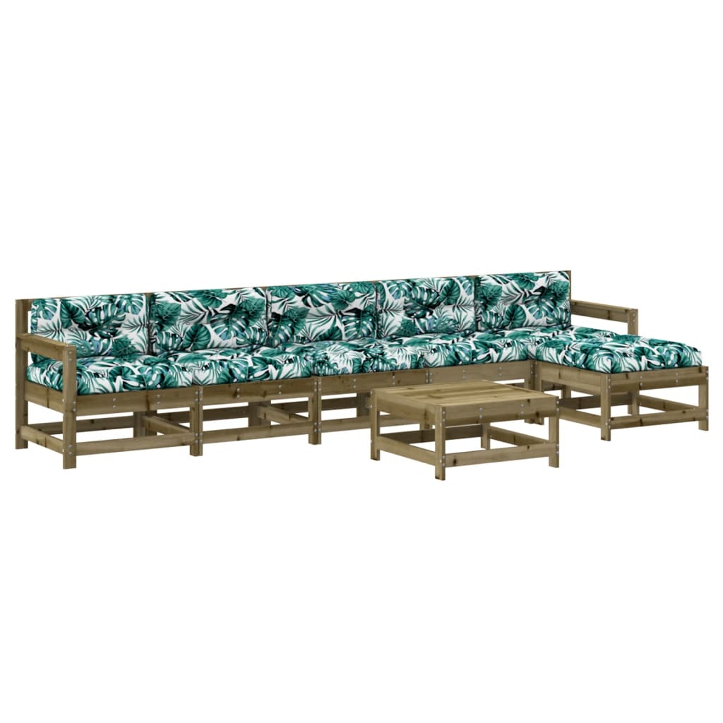 Set Divani da Giardino 7pz con Cuscini Legno Impregnato di Pino - homemem39