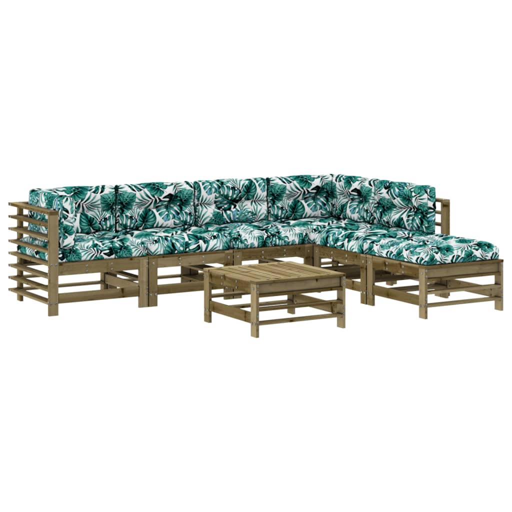 Set Divani da Giardino 7pz con Cuscini Legno Impregnato di Pino - homemem39