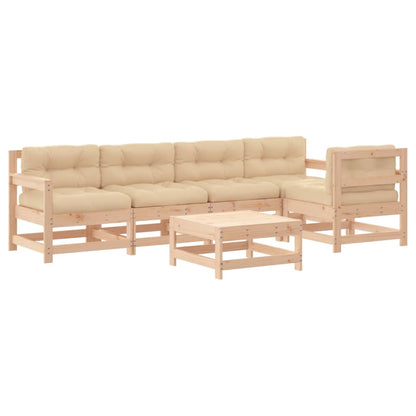 Set Divani da Giardino 6 pz con Cuscini in Legno Massello | homemem39