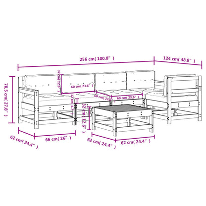Set Divani da Giardino 6 pz con Cuscini in Legno Massello | homemem39