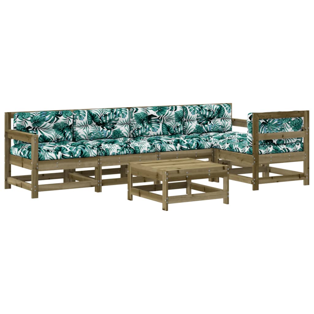 Set Divani da Giardino 6pz con Cuscini Legno Impregnato di Pino - homemem39