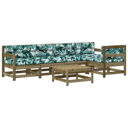 Set Divani da Giardino 6pz con Cuscini Legno Impregnato di Pino - homemem39