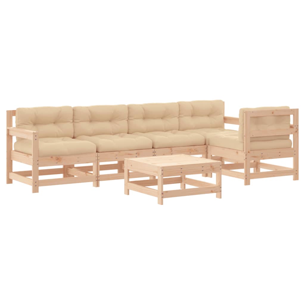 Set Divani da Giardino 6 pz con Cuscini in Legno Massello | homemem39