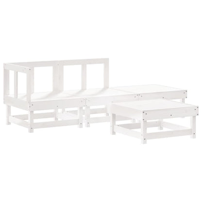 Set Divani da Giardino 4pz con Cuscini in Legno Massello Bianco - homemem39
