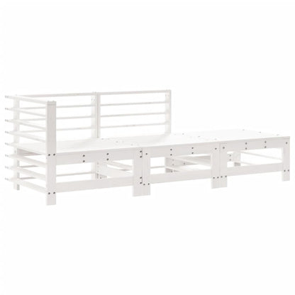 Set Divani da Giardino 3pz con Cuscini in Legno Massello Bianco - homemem39