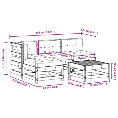 Set Divani da Giardino 5pz con Cuscini Legno Impregnato di Pino | homemem39