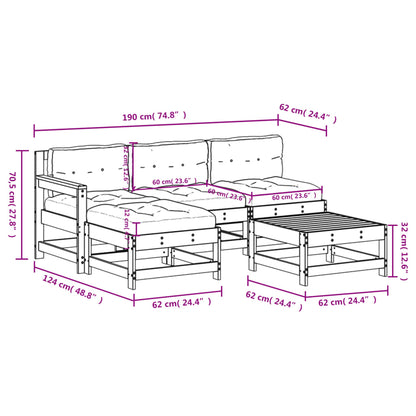 Set Divani da Giardino 5pz con Cuscini Legno Impregnato di Pino | homemem39