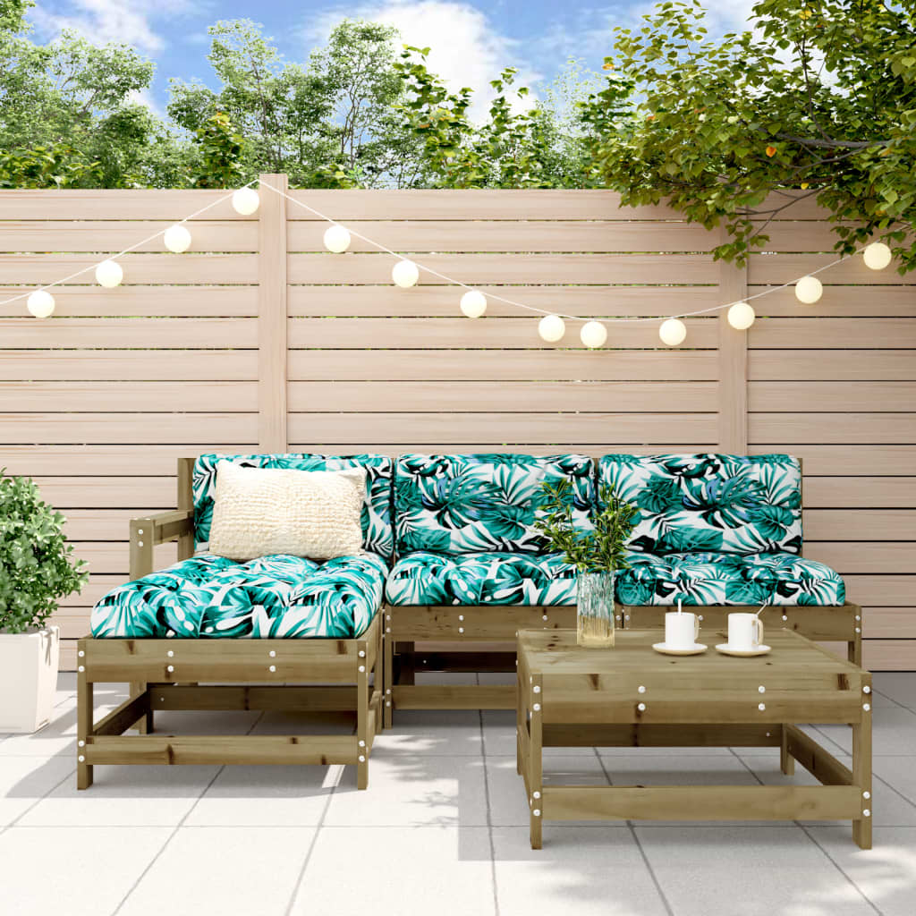 Set Divani da Giardino 5pz con Cuscini Legno Impregnato di Pino | homemem39
