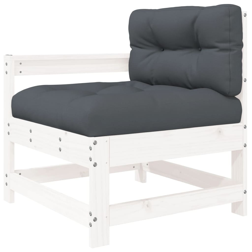 Set Divani da Giardino 10 pz con Cuscini Legno Massello Bianco | homemem39