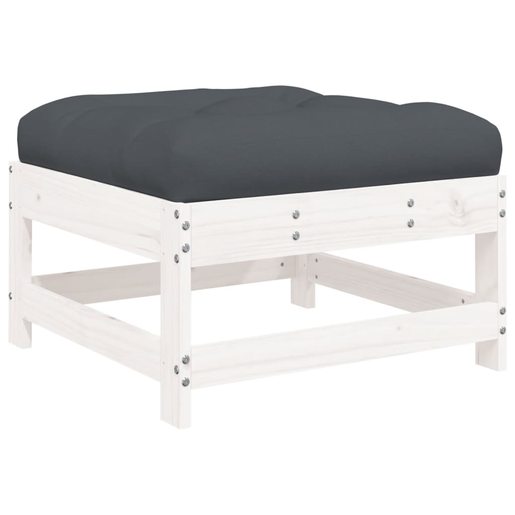 Set Divani da Giardino 10 pz con Cuscini Legno Massello Bianco | homemem39